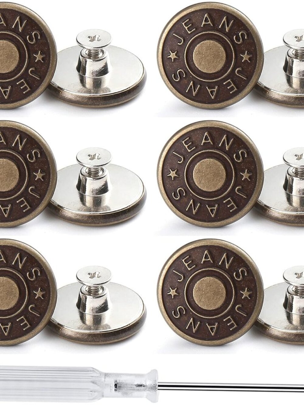 12 Sets Adjustable Buttons for Jeans, 20mm No Sew Instant Metal Buttons, Removab